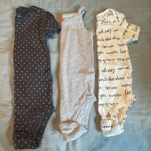 Carter's Black, Gray, and Cream Baby Bodysuits Set